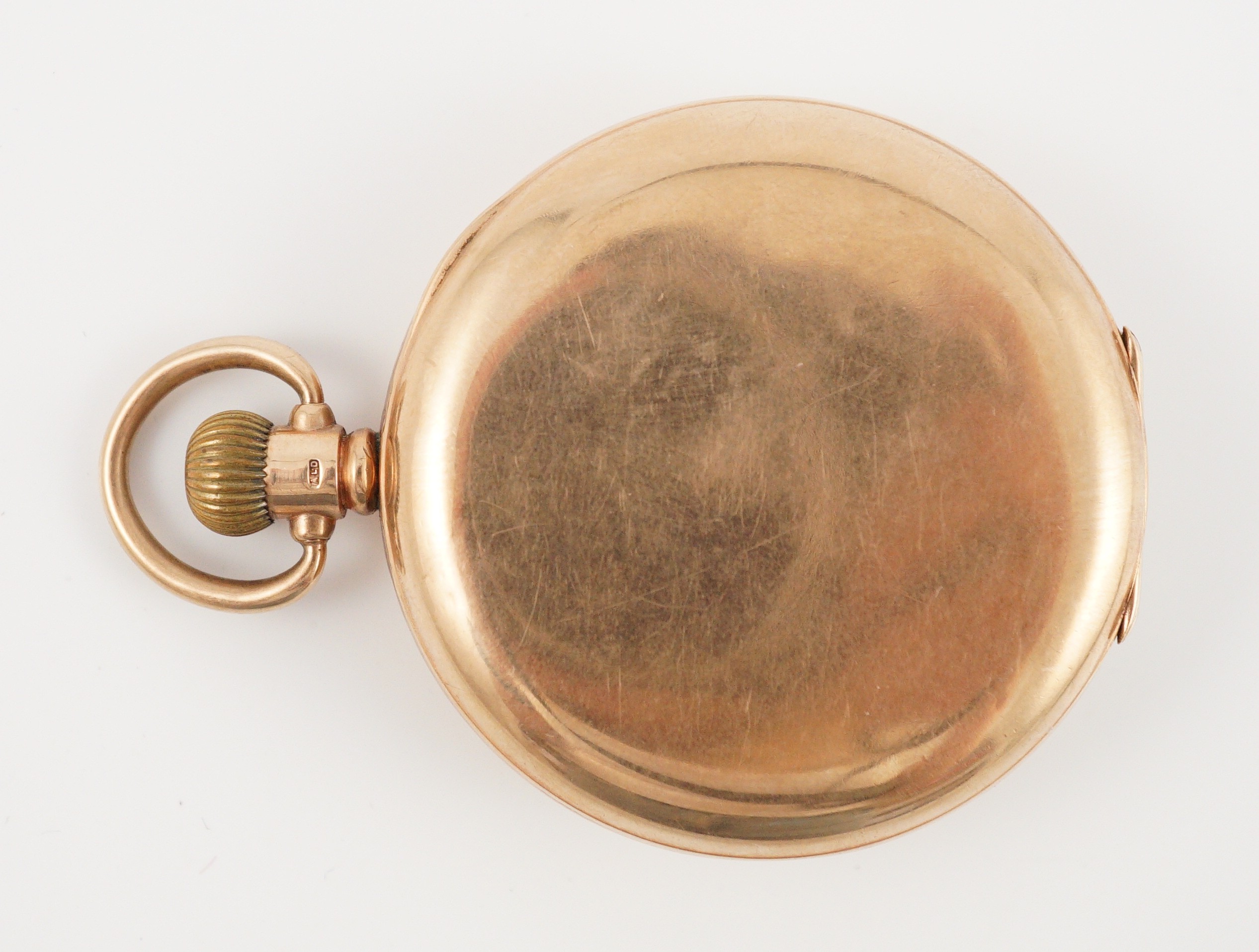 A George V 9ct gold keyless lever half hunter pocket watch